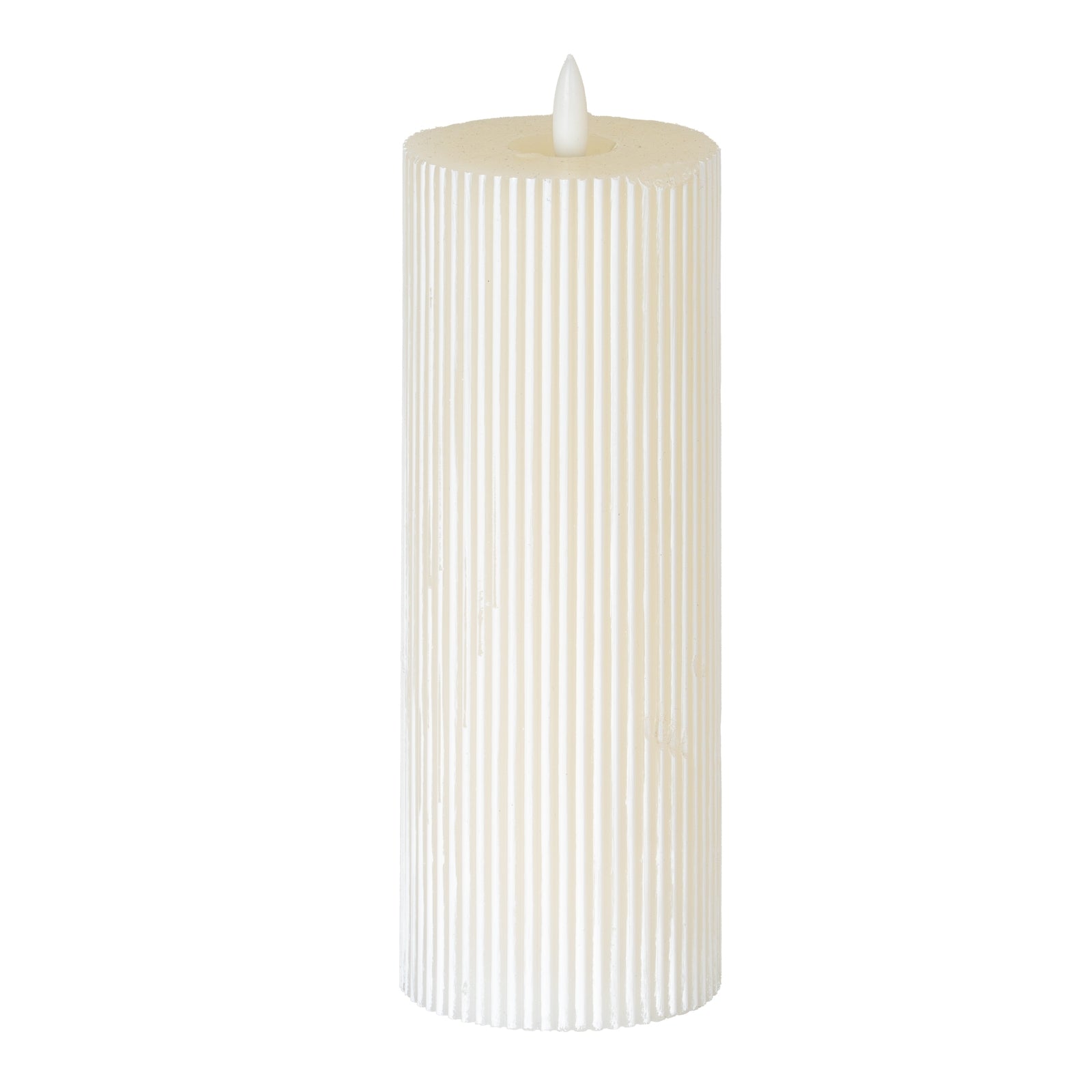 Luxe Collection Natural Glow 3X8 Textured Ribbed Led Candle 20 cm