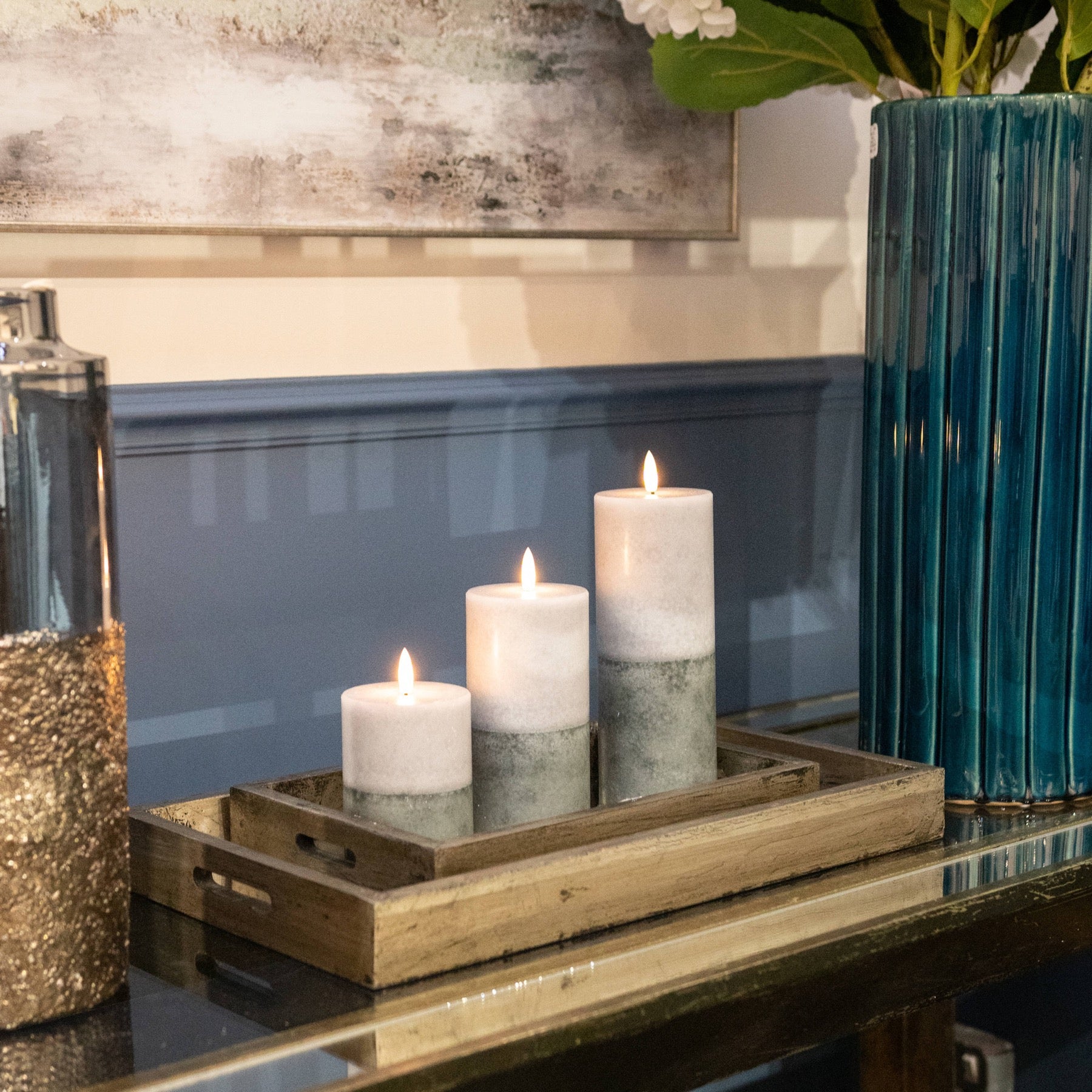 Luxe Collection Natural Glow 3X4 Stone Led Wax Candle 10 cm