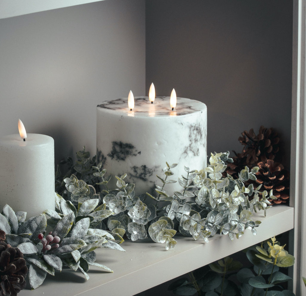 Large Frosted Eucalyptus Candle Wreath 33 cm