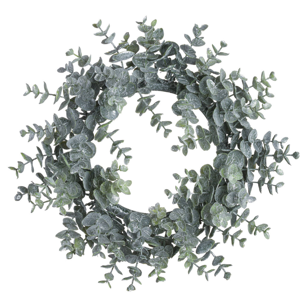 Large Frosted Eucalyptus Candle Wreath 33 cm