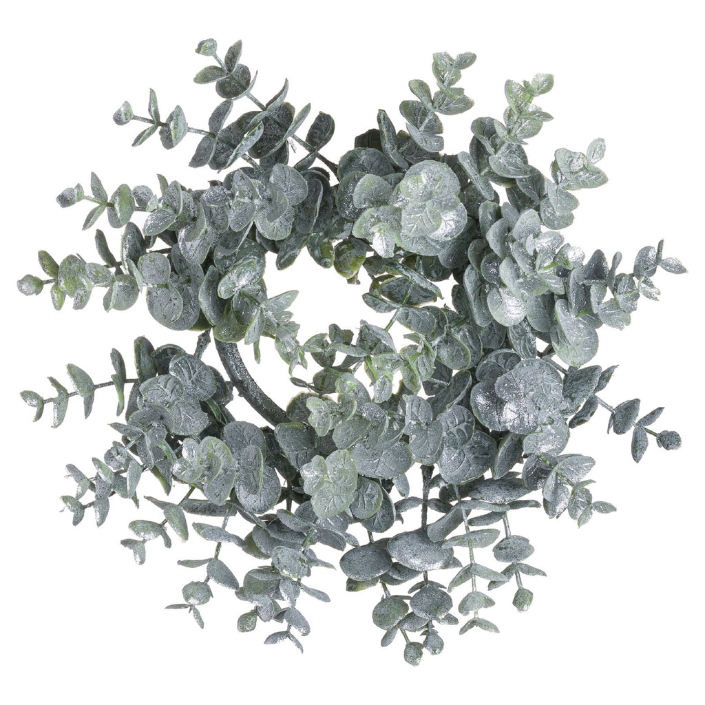 Medium Frosted Eucalyptus Candle Wreath 28 cm