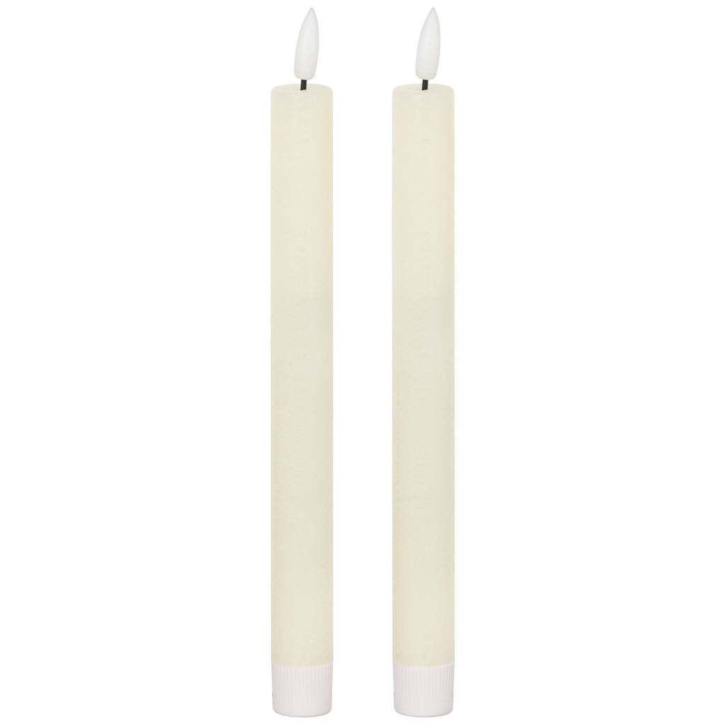 Luxe Collection Natural Glow S/ 2 Ivory Led Dinner Candles 25 cm