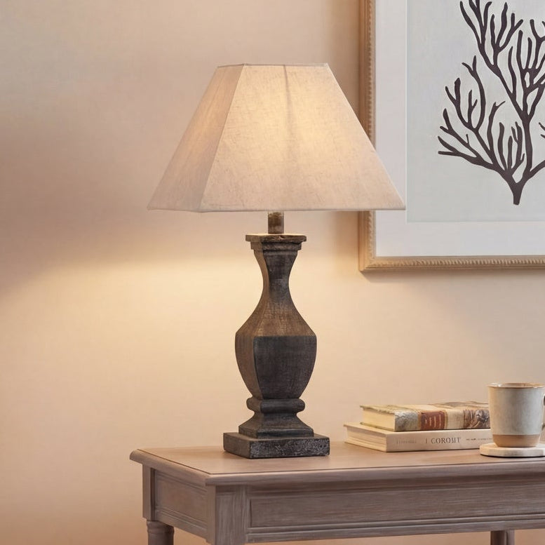 Incia Fluted Wooden Table Lamp 53 cm