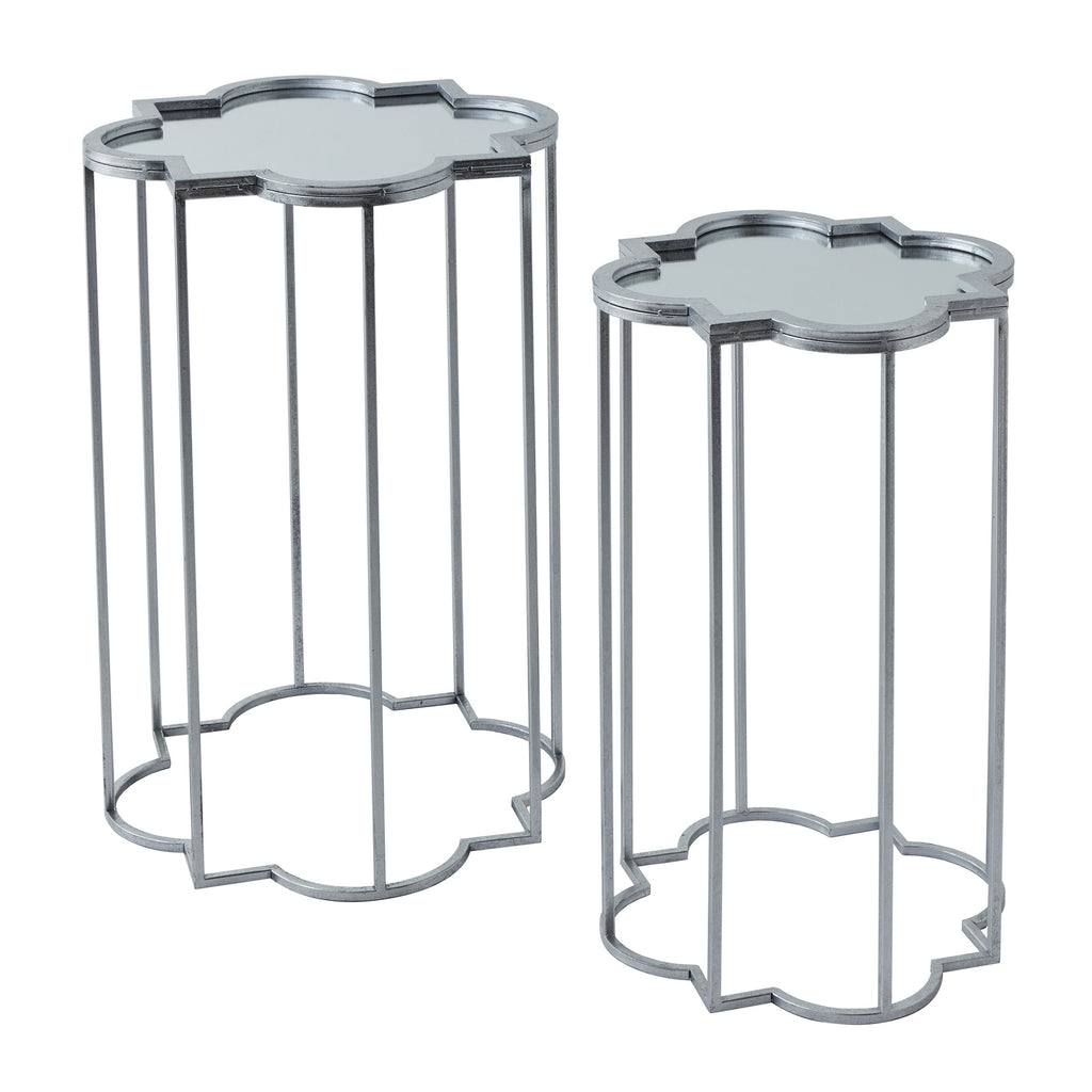 Quarter Foil Mirrored Set Of Two Side Tables 62 cm