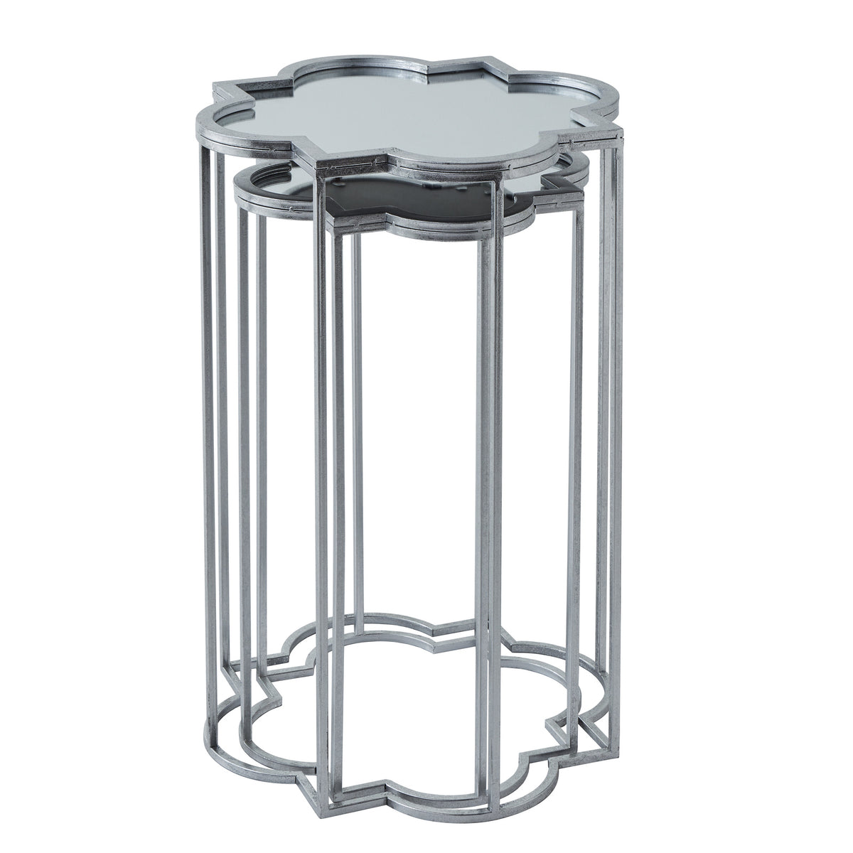 Quarter Foil Mirrored Set Of Two Side Tables 62 cm