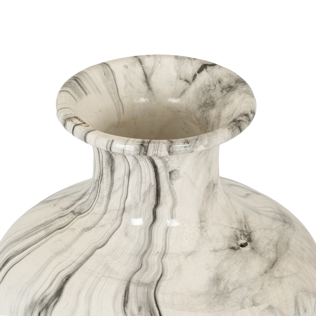Marble Effect Squat Vase 26 cm