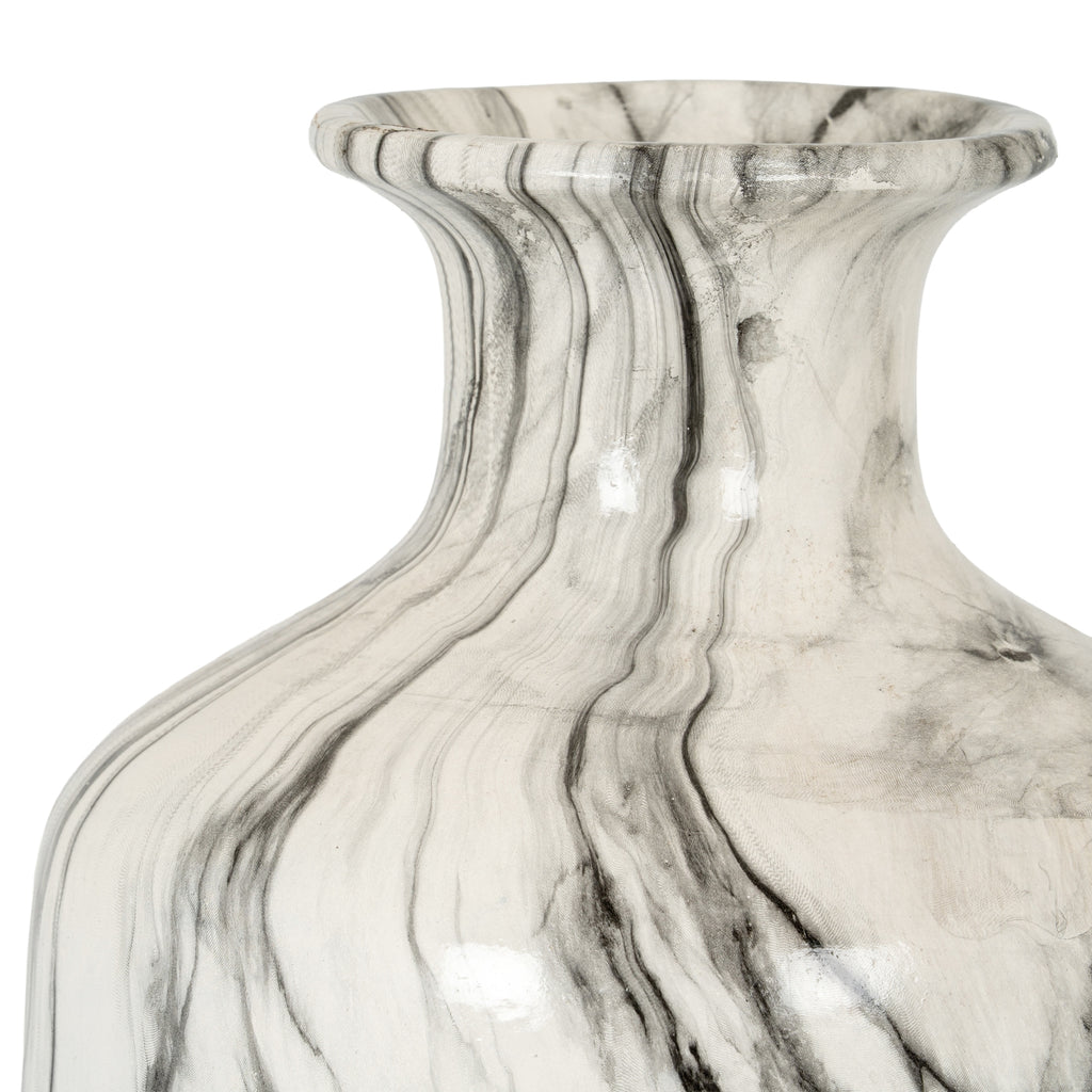Marble Effect Squat Vase 26 cm