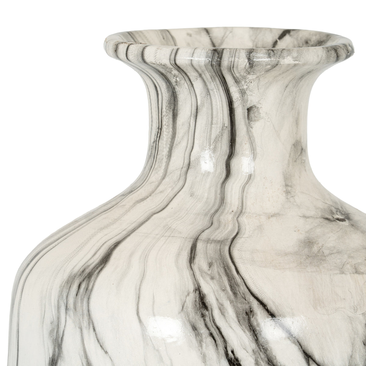 Marble Effect Squat Vase 26 cm