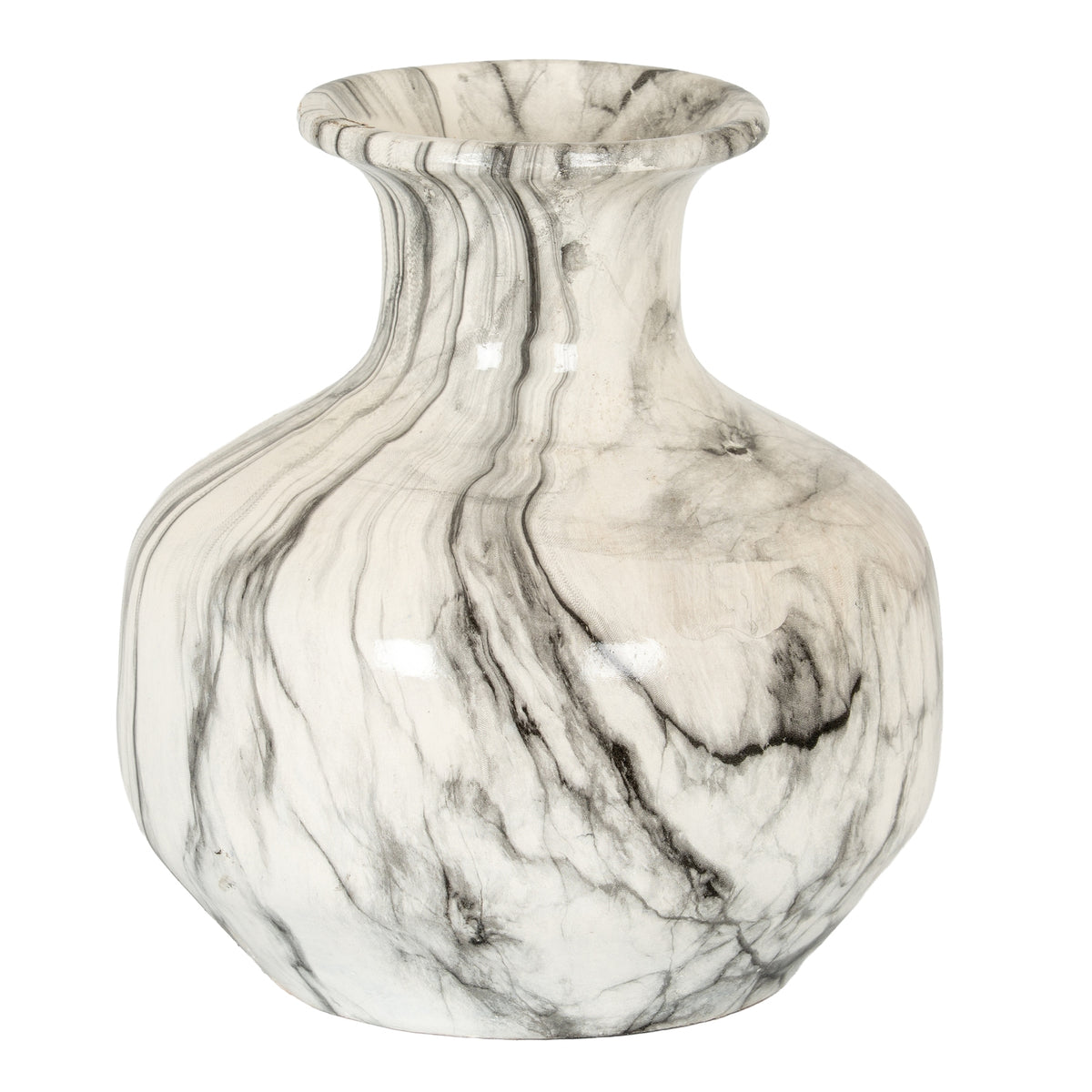 Marble Effect Squat Vase 26 cm
