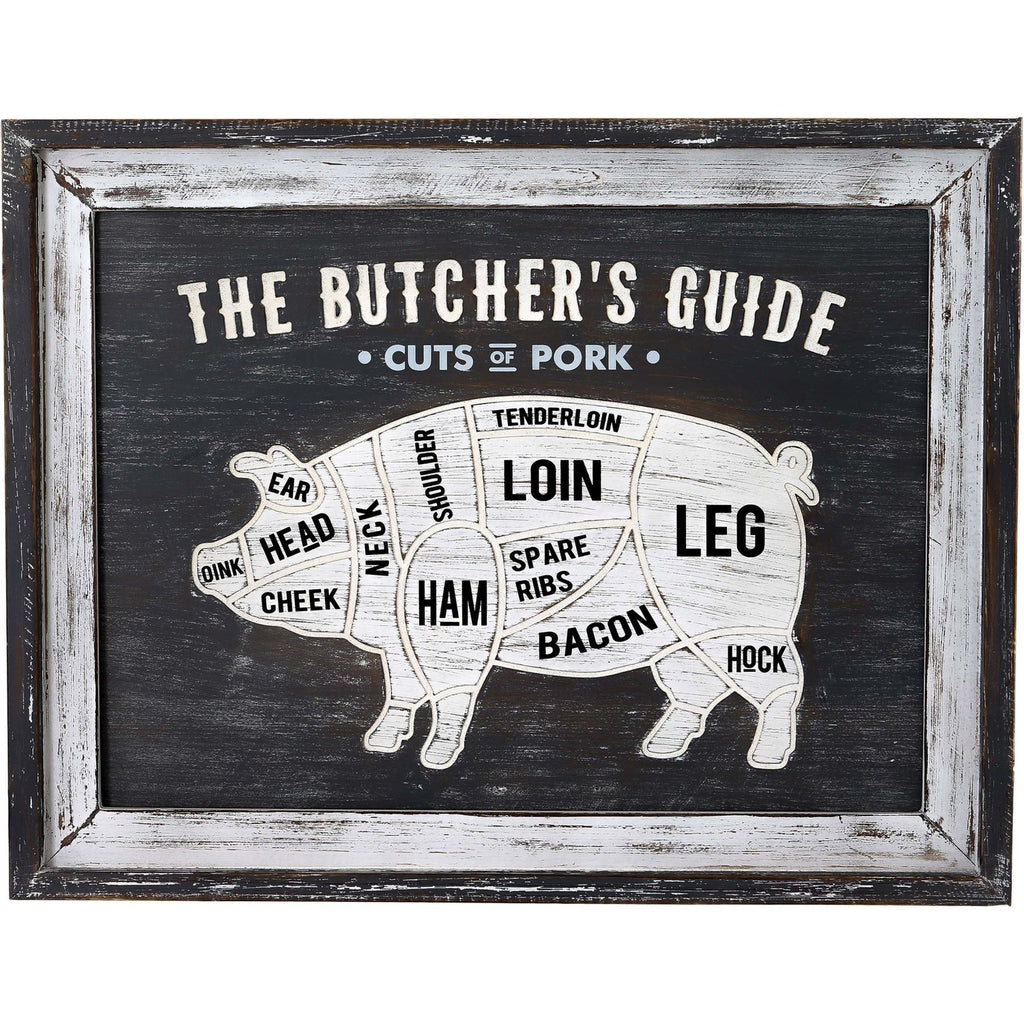 Butchers Cuts Pork Wall Plaque 58 cm