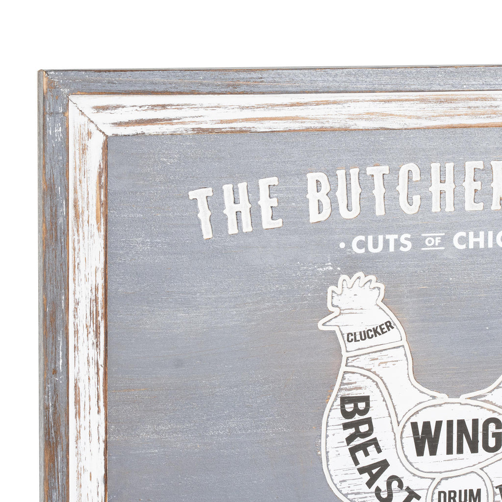 Butchers Cuts Chicken Wall Plaque 58 cm