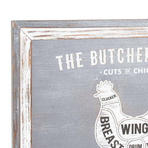 Butchers Cuts Chicken Wall Plaque 58 cm