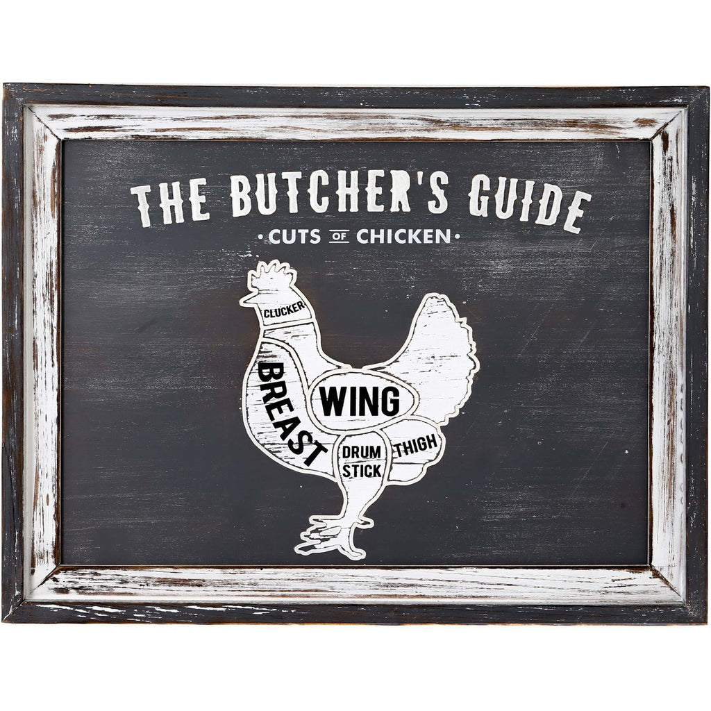 Butchers Cuts Chicken Wall Plaque 58 cm