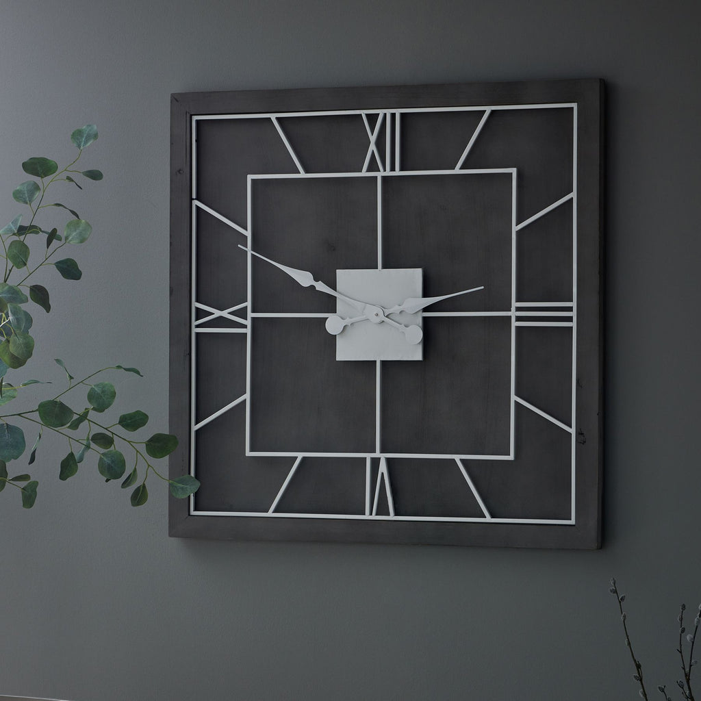 Williston Grey Square Wall Clock 60 cm