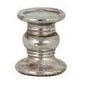 Silver Punch Faced Ceramic Large Candle Holder 24 cm