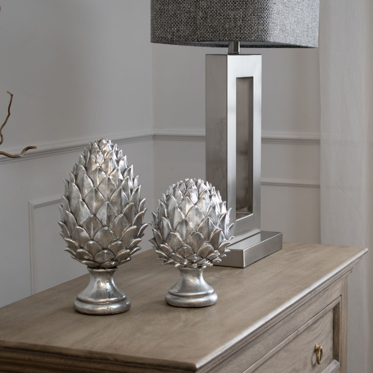 Silver Pinecone Finial 23 cm