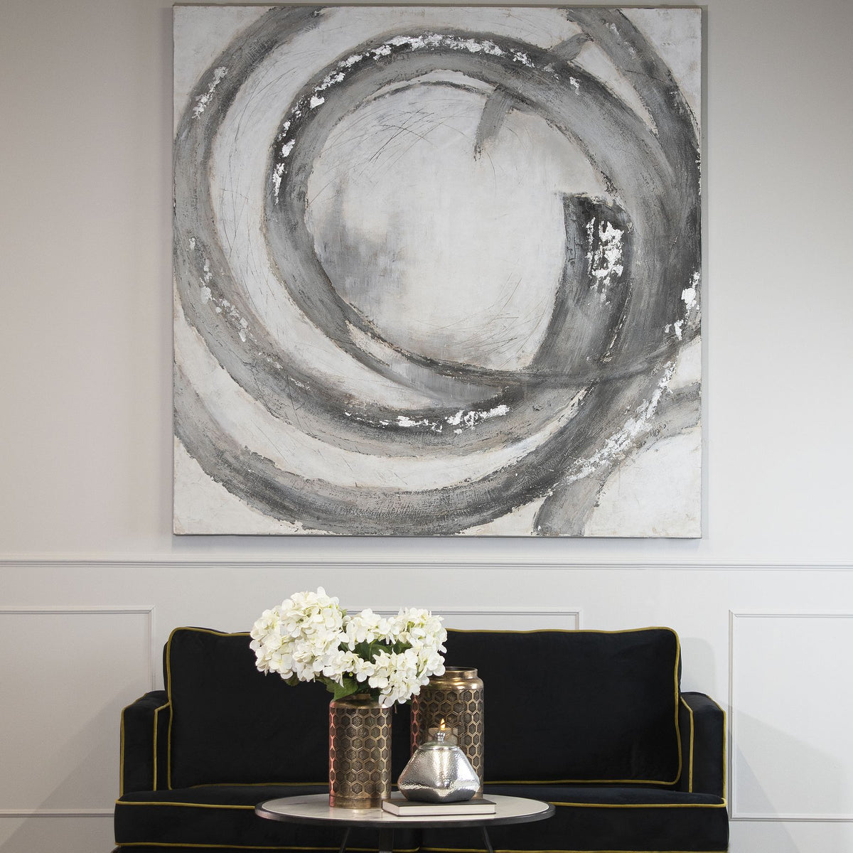Galaxy Silver And Grey Hand Painted Canvas 150 cm