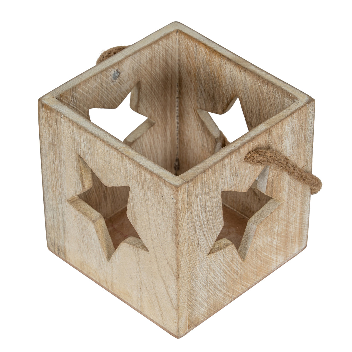 Washed Wood Large Star Tealight Candle Holder 13 cm