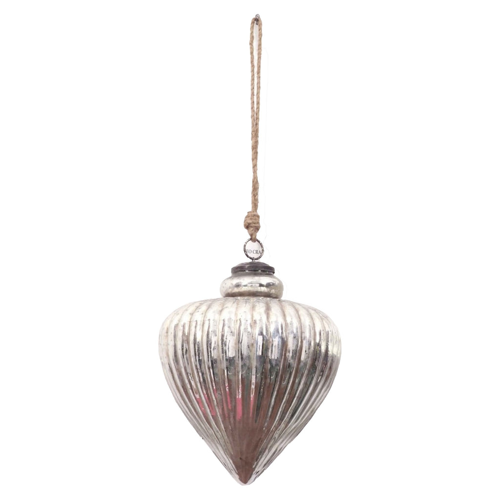 The Noel Collection Antique Silver Large Vallupe Bauble 17 cm