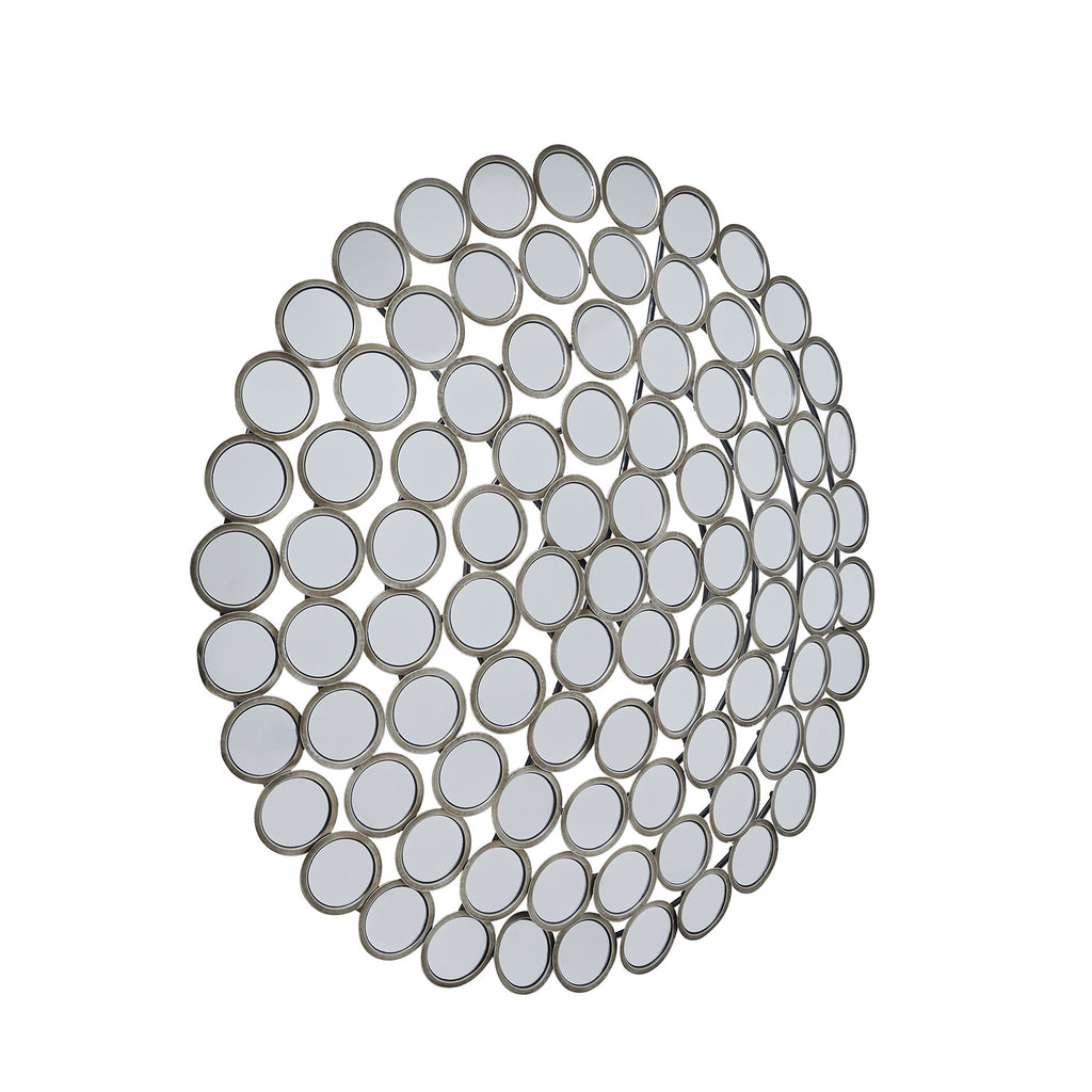 Large Round Convex Antiqued Silver Multi Mirror 100 cm