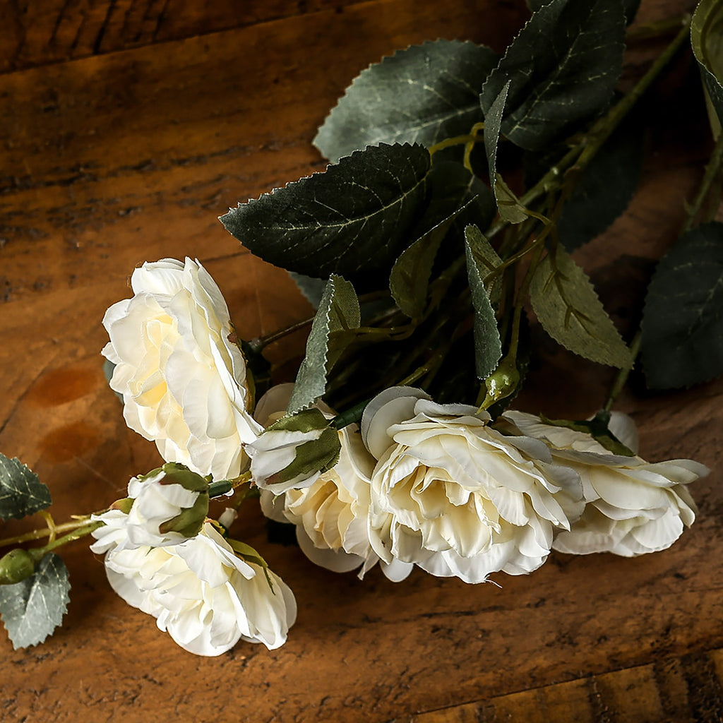 Soft White Cottage Rose Stem 53 cm