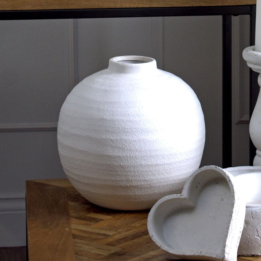Tiber Large Matt White Ceramic Vase 36 cm