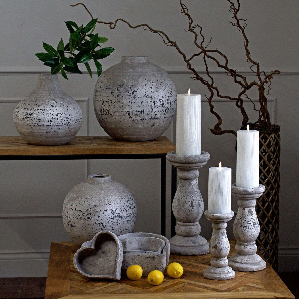 Set Of Three Large Stone Ceramic Dishes 31 cm