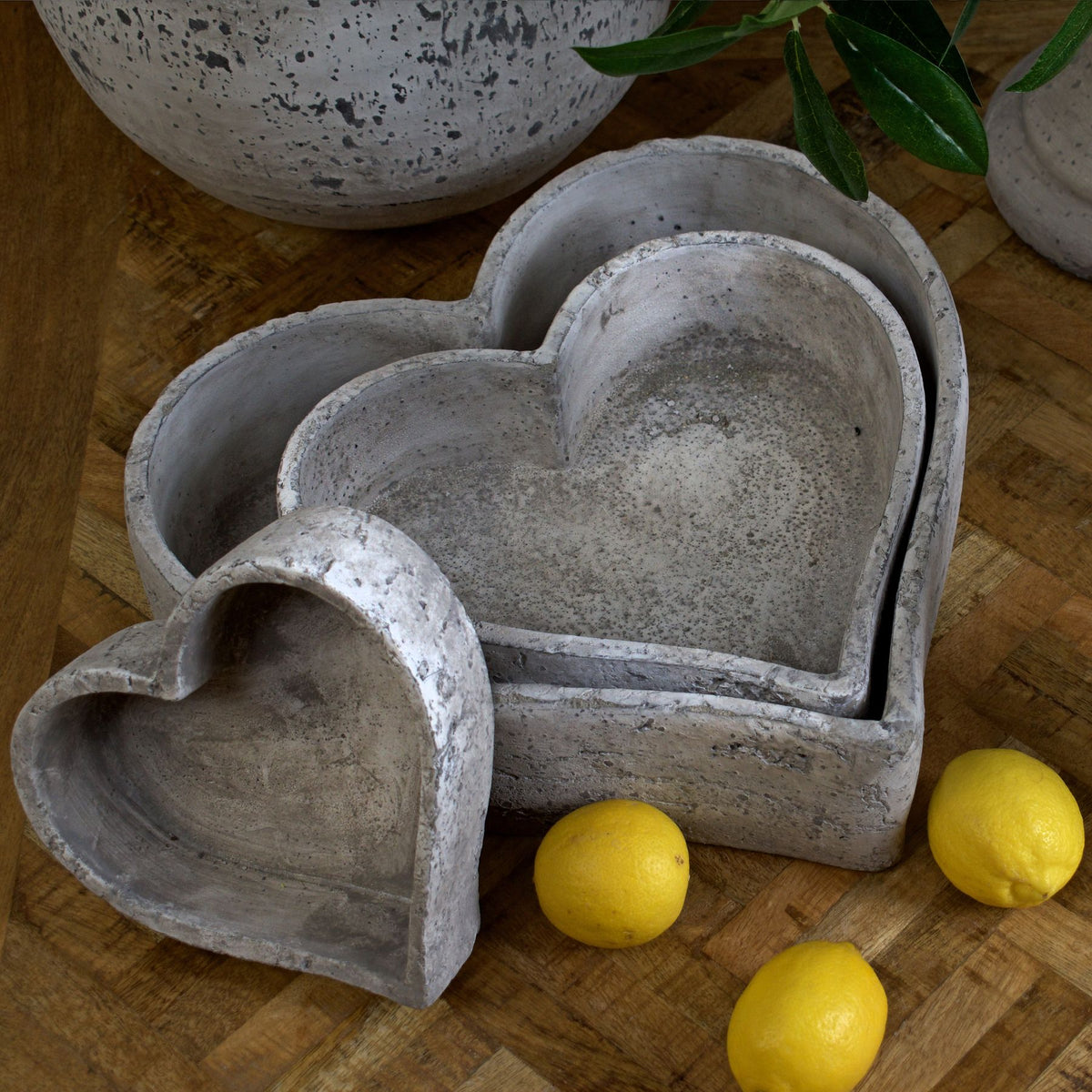 Set Of Three Large Stone Ceramic Dishes 31 cm