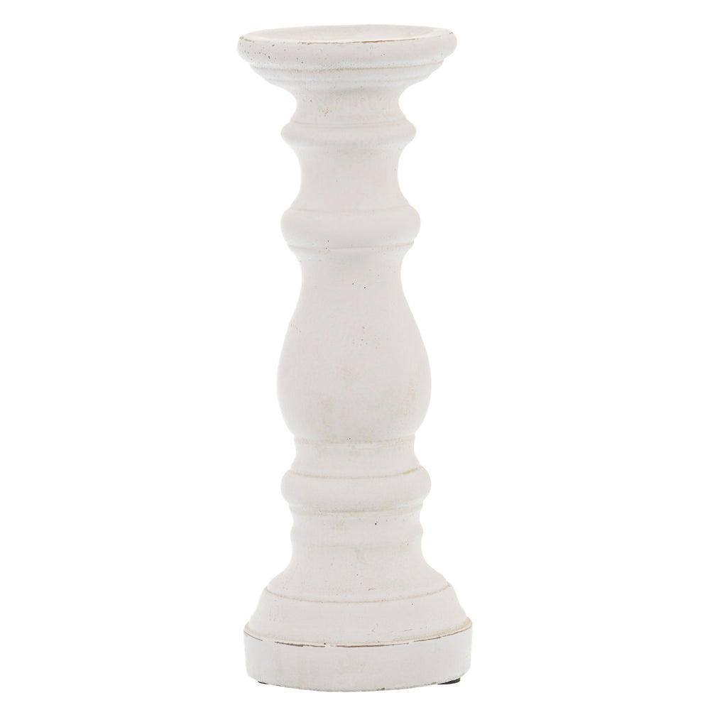 Matt White Small Ceramic Column Candle Holder 31 cm
