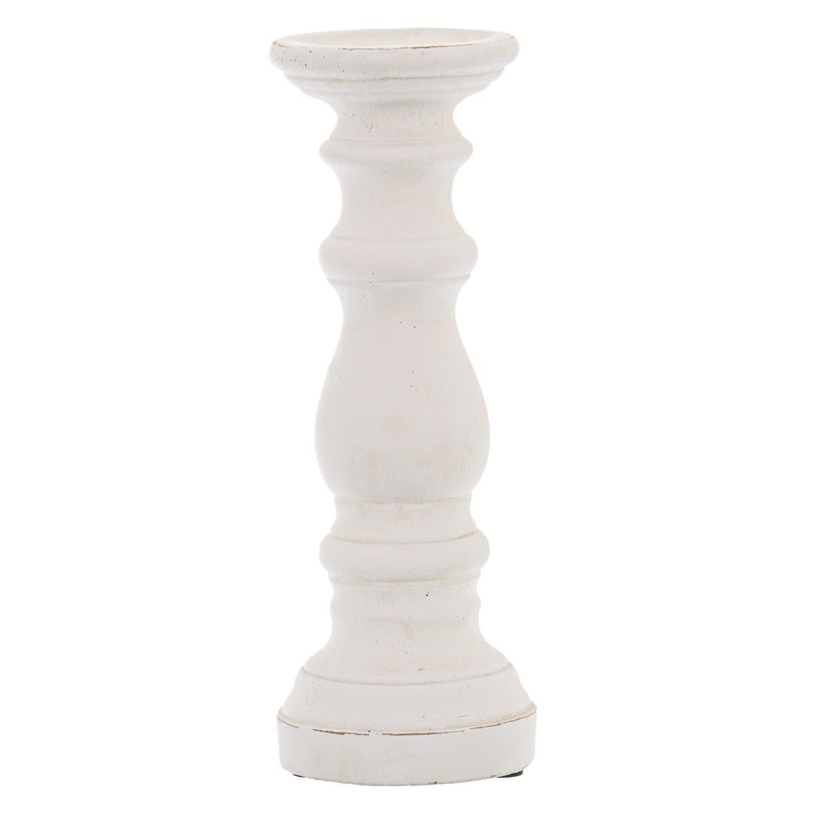 Matt White Small Ceramic Column Candle Holder 31 cm