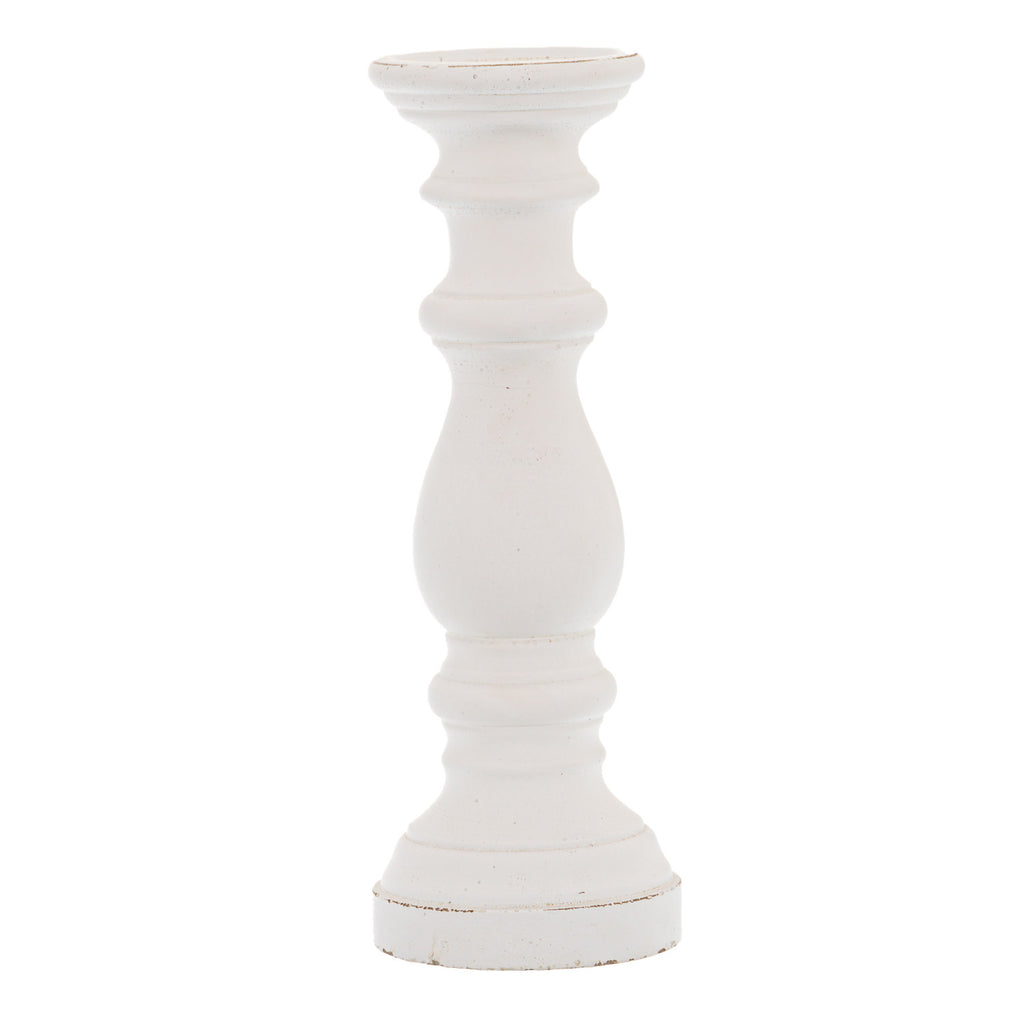 Matt White Ceramic Column Candle Holder 38 cm