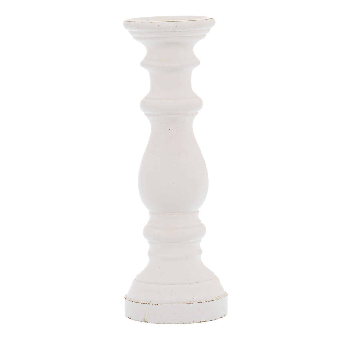 Matt White Ceramic Column Candle Holder 38 cm