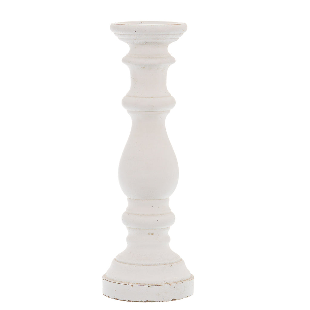 Matt White Large Ceramic Column Candle Holder 45 cm