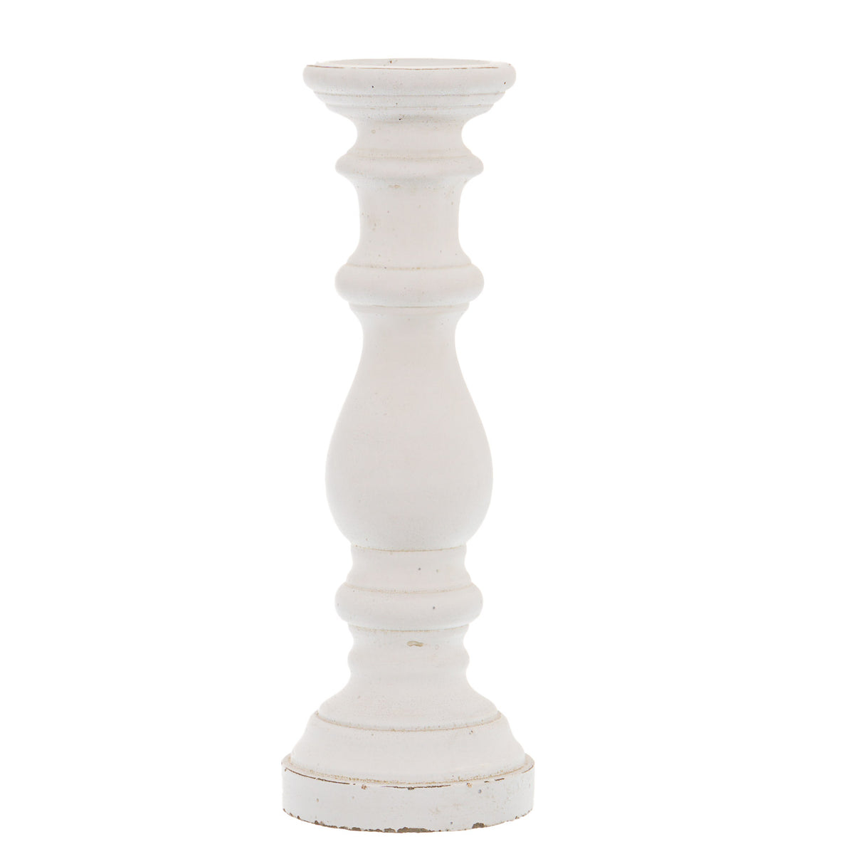 Matt White Large Ceramic Column Candle Holder 45 cm