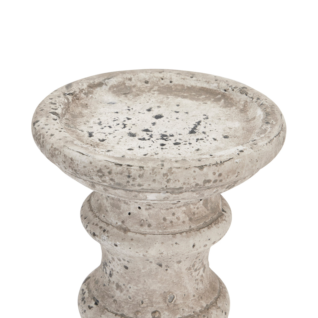 Small Stone Ceramic Column Candle Holder 31 cm