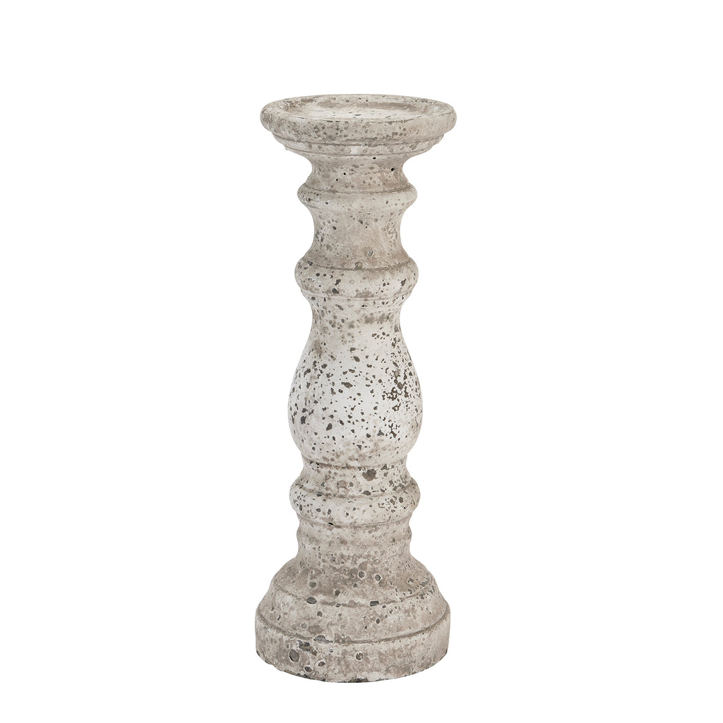 Small Stone Ceramic Column Candle Holder 31 cm