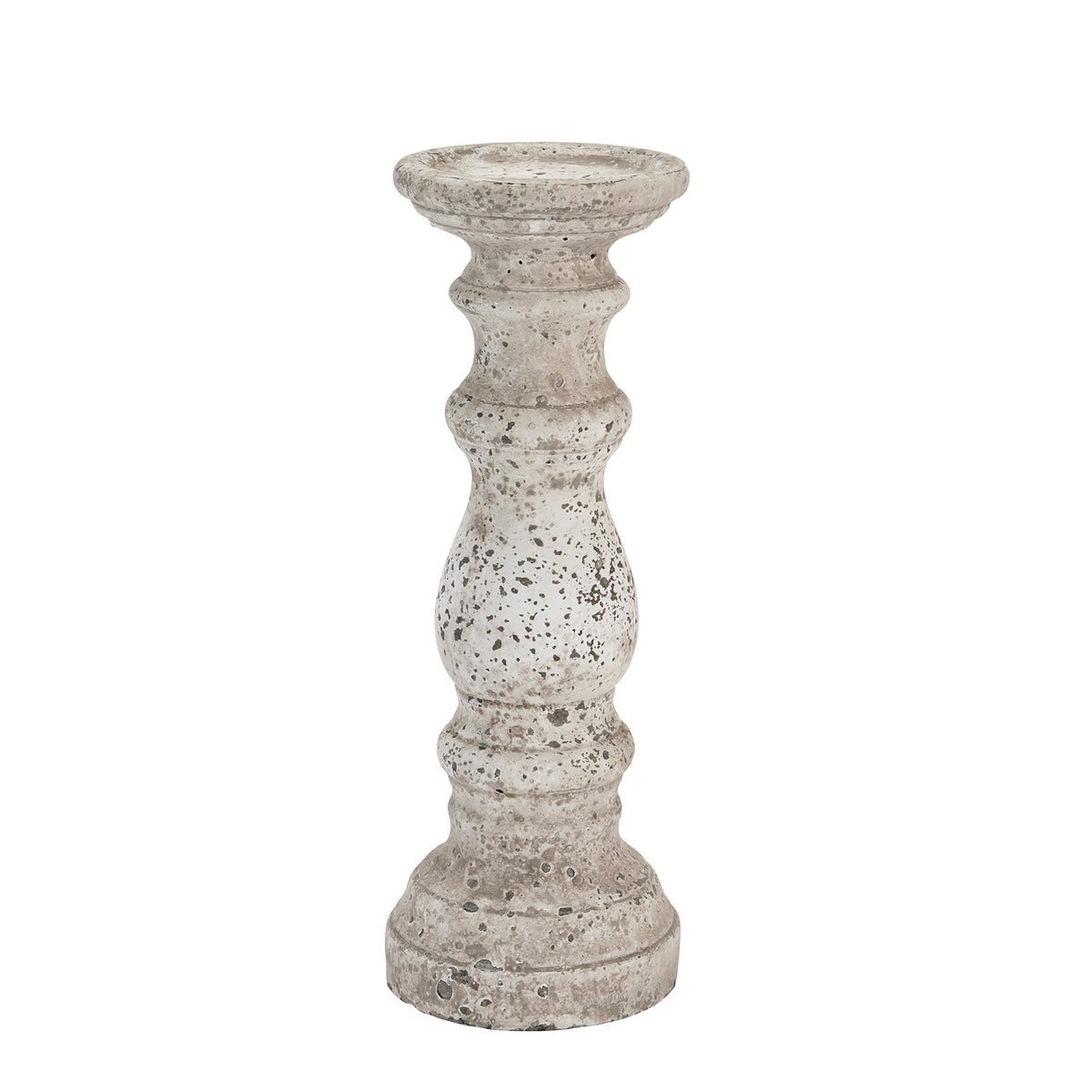Small Stone Ceramic Column Candle Holder 31 cm