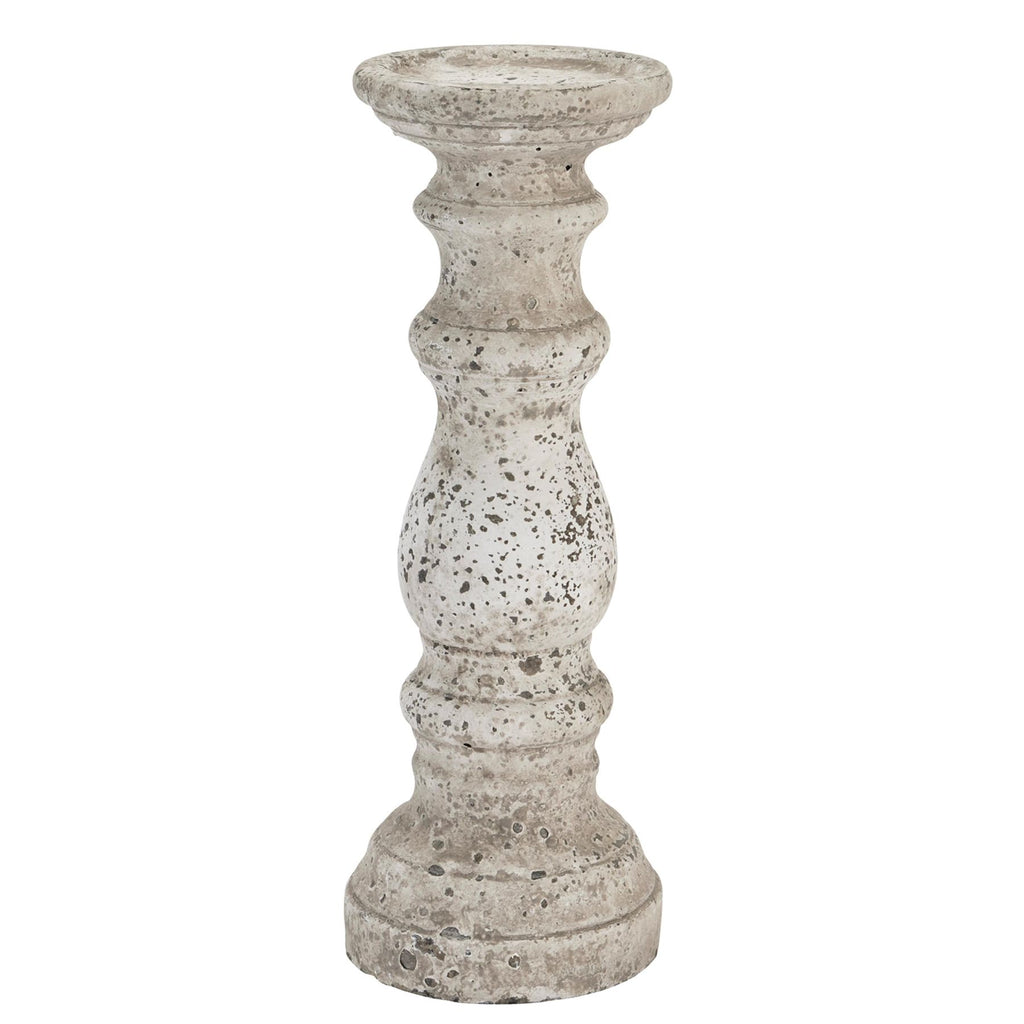 Large Stone Ceramic Column Candle Holder 45 cm