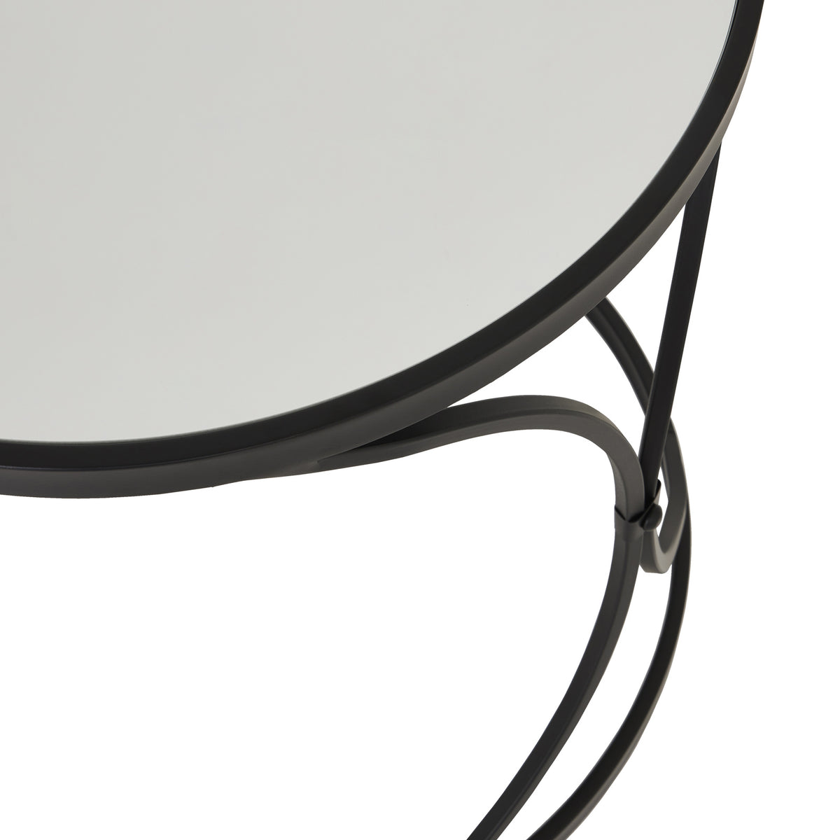 Concaved Set Of Two Black Mirrored Side Tables 58 cm