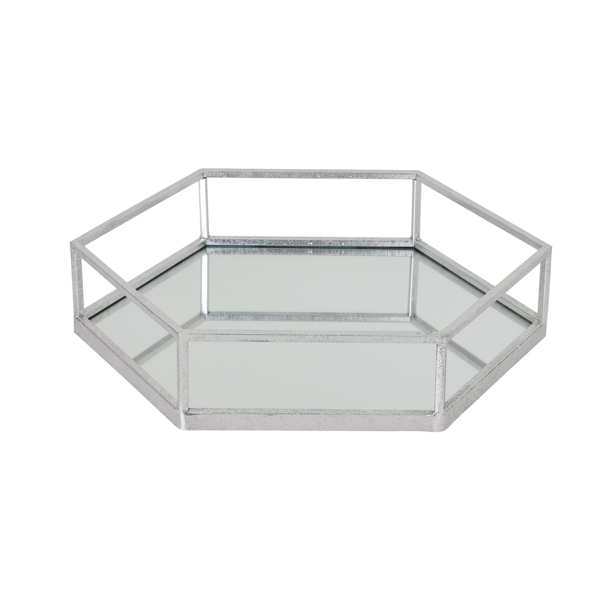 Silver Hexagon Set Of Two Trays 50 cm