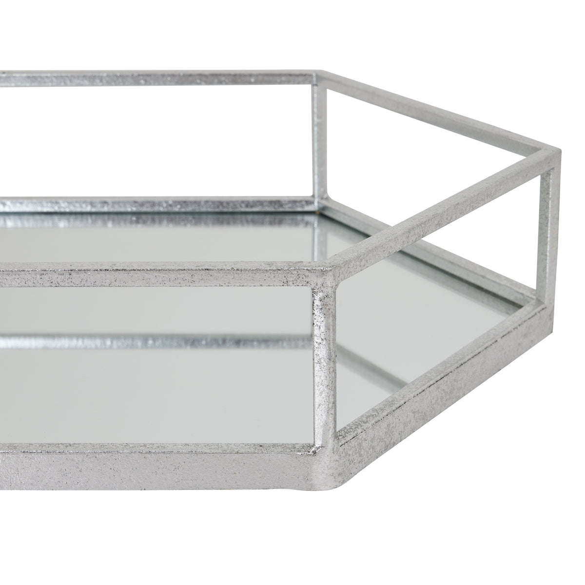 Silver Hexagon Set Of Two Trays 50 cm