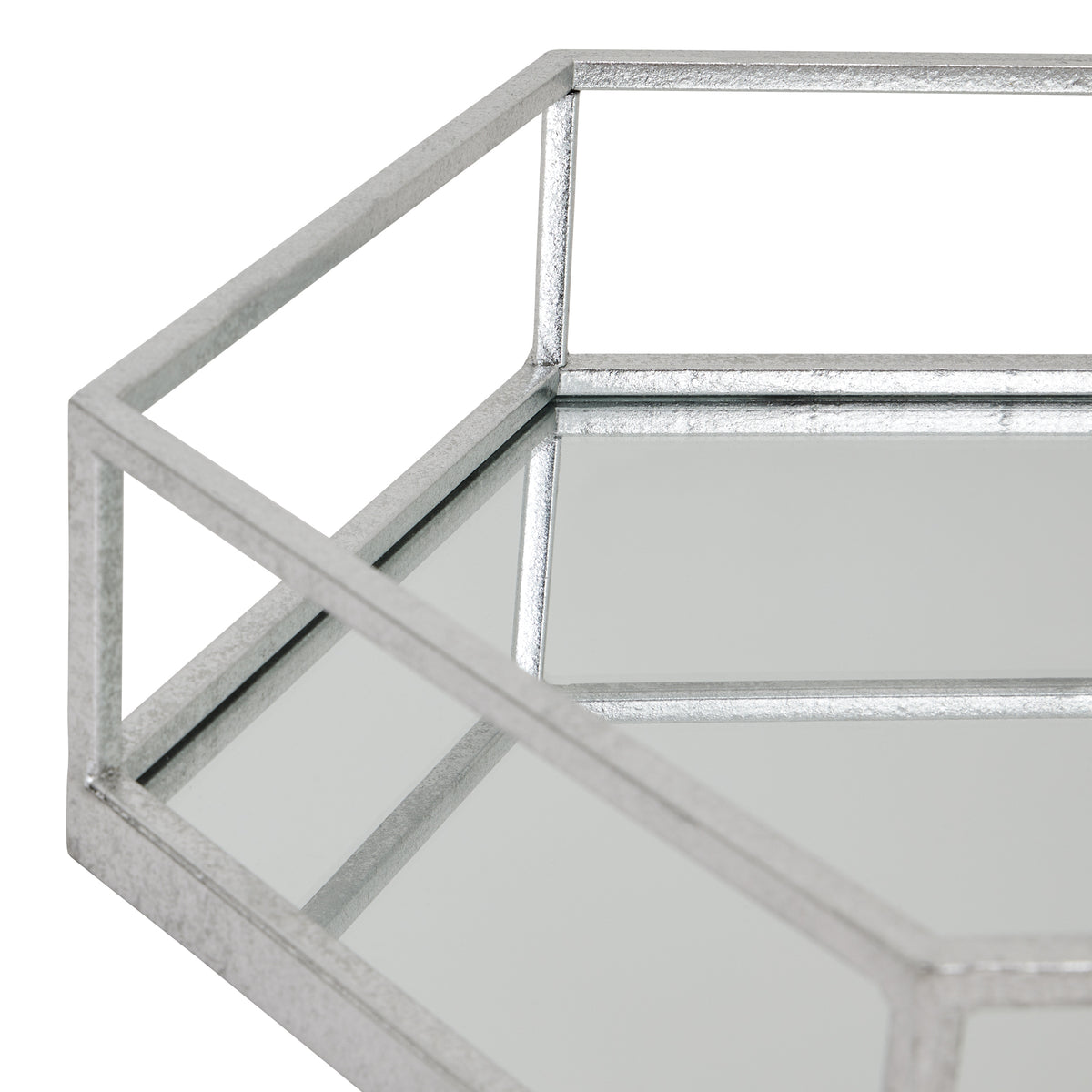 Silver Hexagon Set Of Two Trays 50 cm