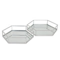 Silver Hexagon Set Of Two Trays 50 cm