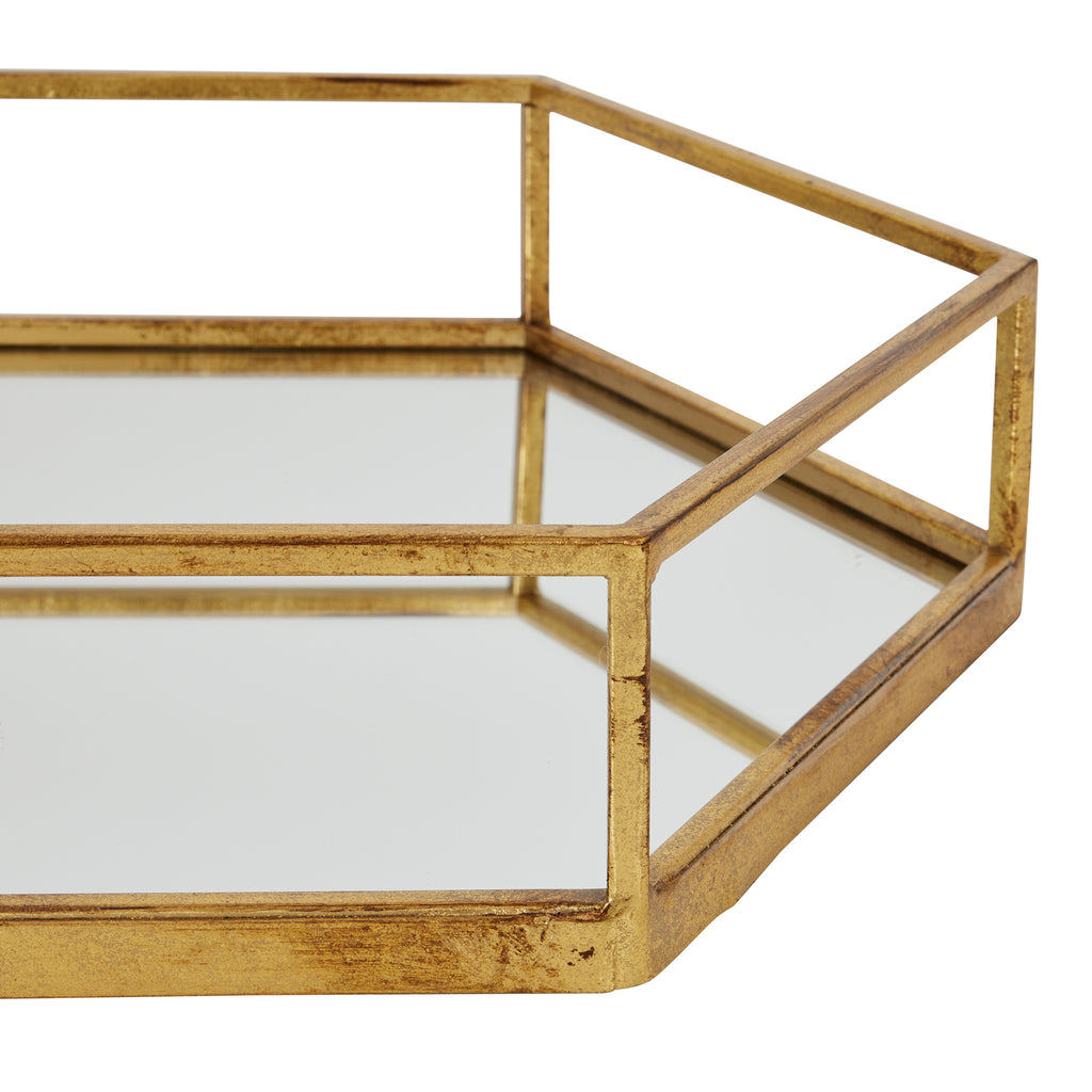 Gold Hexagon Set Of Two Trays 50 cm