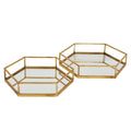 Gold Hexagon Set Of Two Trays 50 cm
