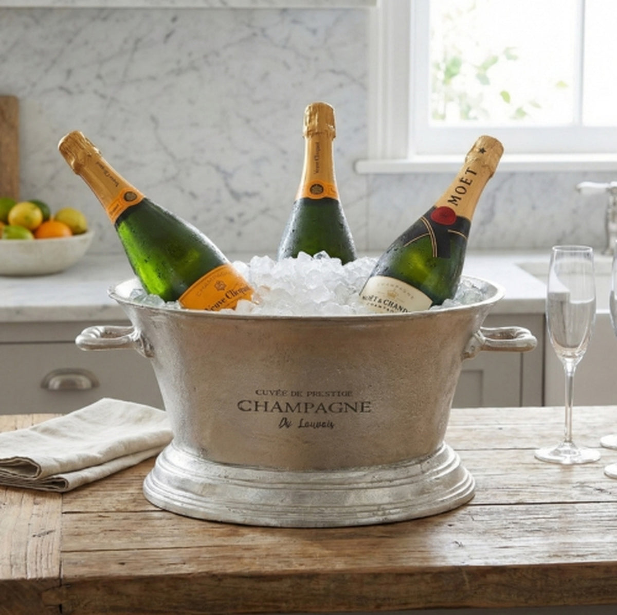 Large Antique Pewter Champagne Cooler 48 cm