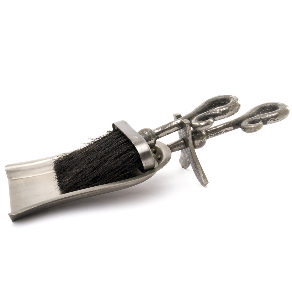 Antique Pewter Crook Handled Hearth Tidy 37 cm