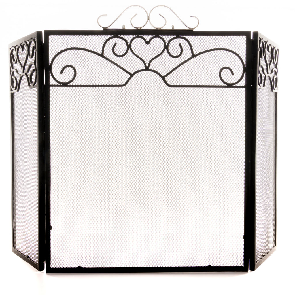 Chrome Topped Three Fold Fire Screen 98 cm