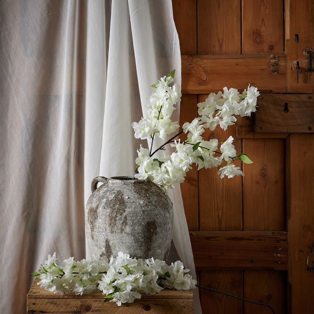 Large White Full Cherry Blossom Stem 100 cm