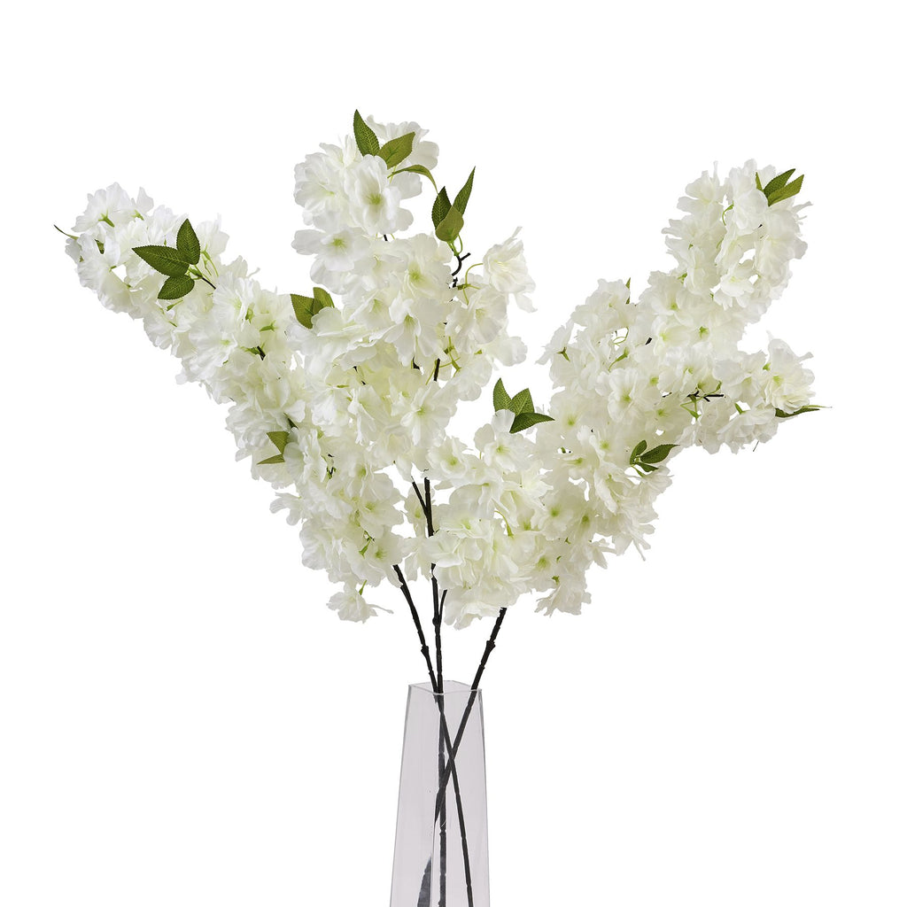 Large White Full Cherry Blossom Stem 100 cm